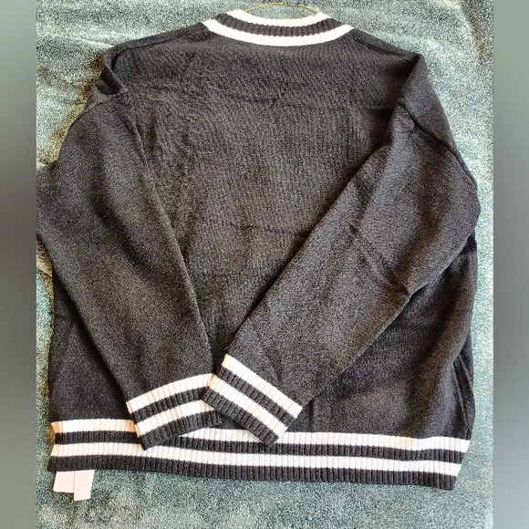 Black and White Women's Cardigan Sweater - Picture 3 of 3